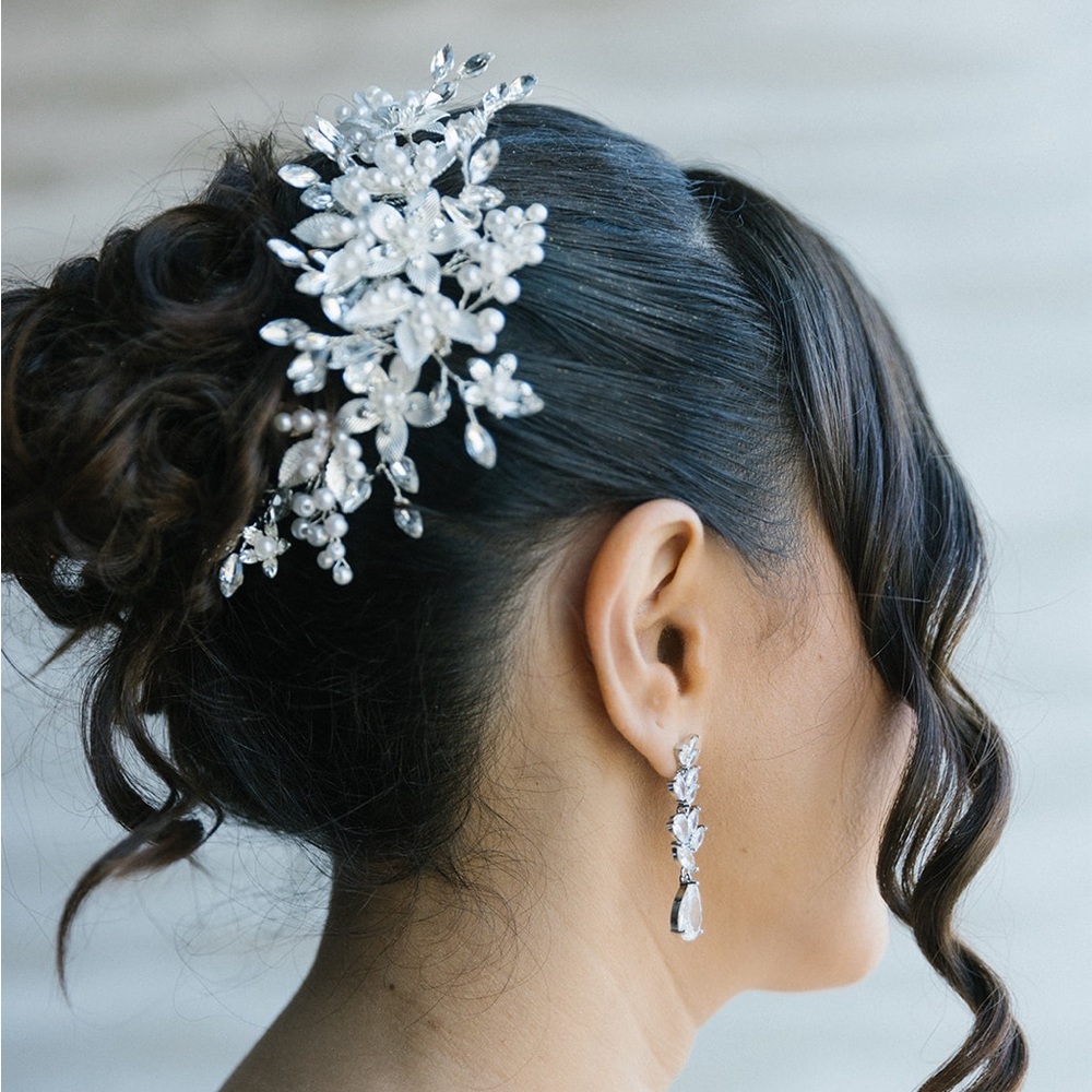 Bridal silver hair comb
